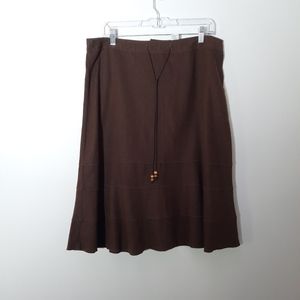 Dress Barn Brown Linen Blend A-line & ruffles